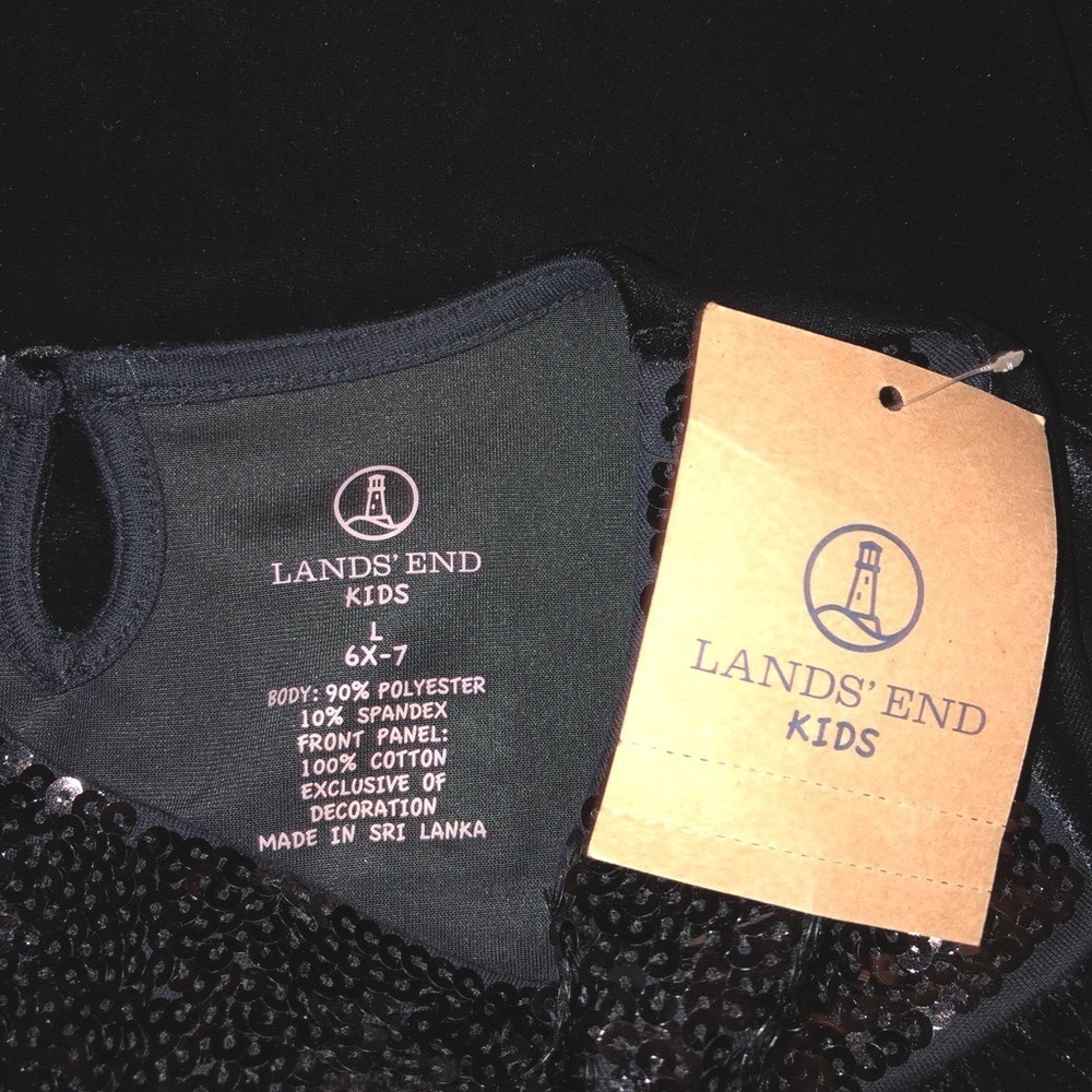 Landsend kids black velvet dress size L (6X-7) new - Picture 4 of 5